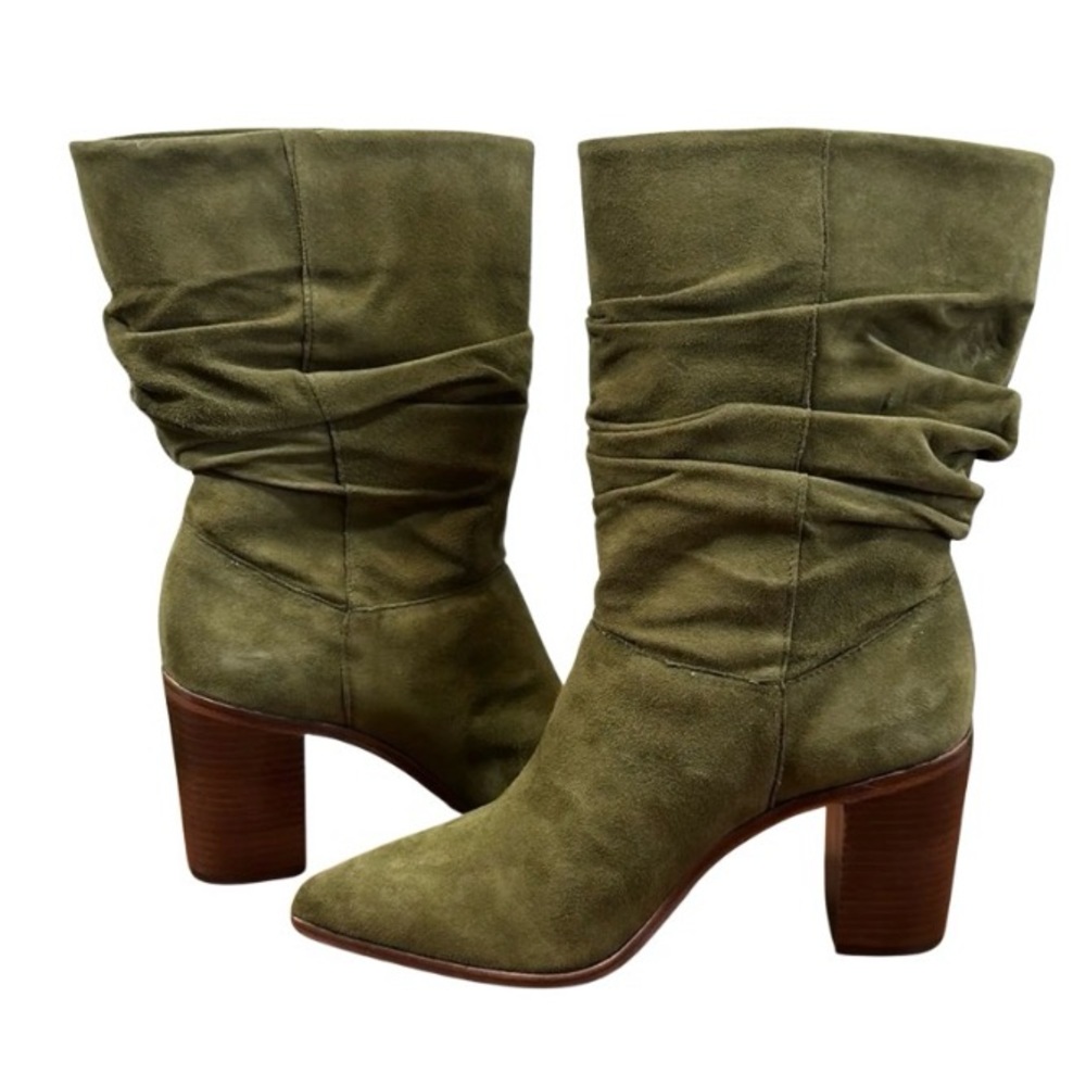 Schutz Ashlee Suede Slouchy Block Heel Boots – Size 7.5B – New
